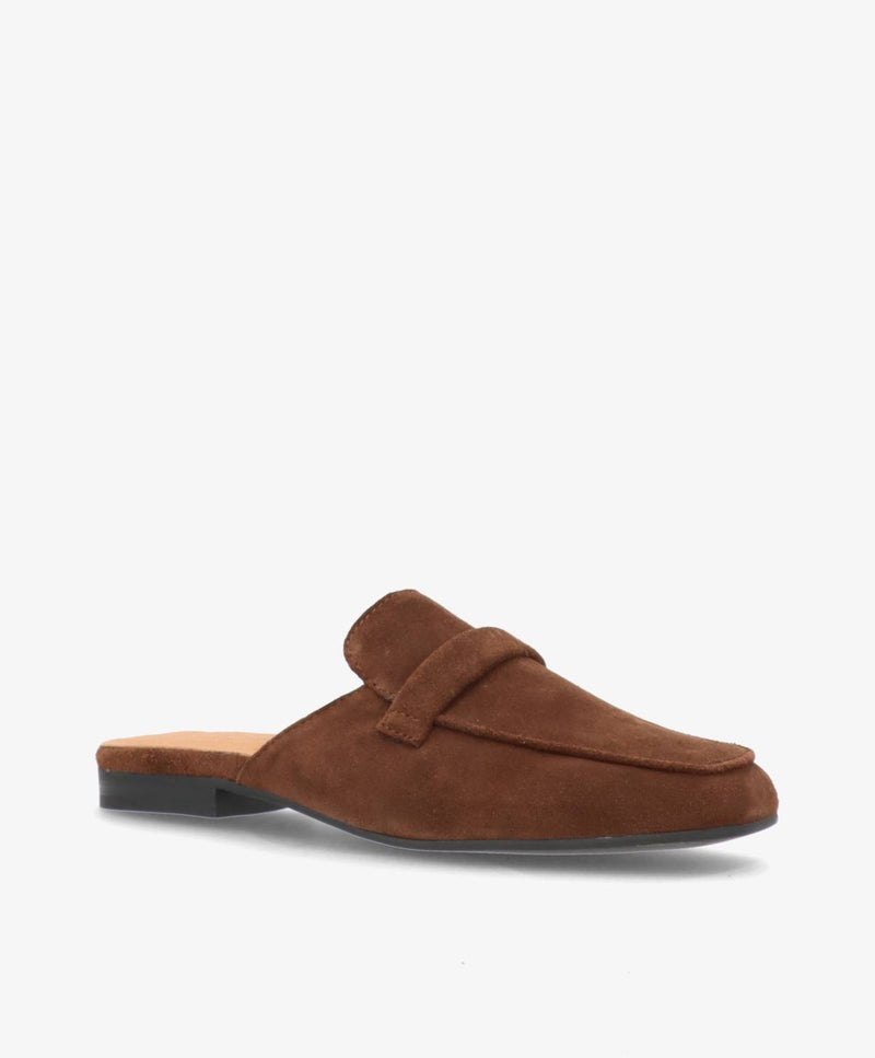 LORRY S - Mørkebrun ruskind - Backless loafer Dame
