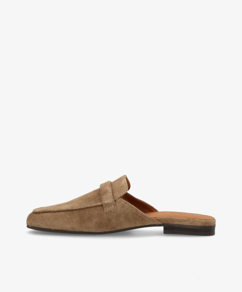 LORRY S - Mørk beige ruskind - Backless loafer Dame