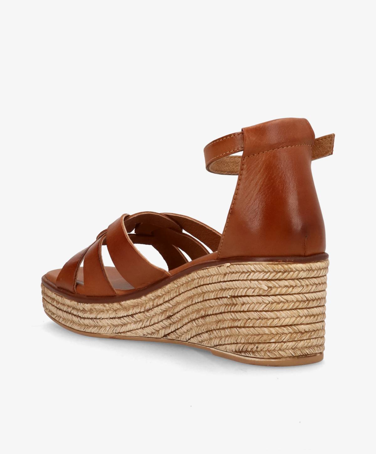 MARISA - Mellembrun læder - Kilehælssandaler Dame