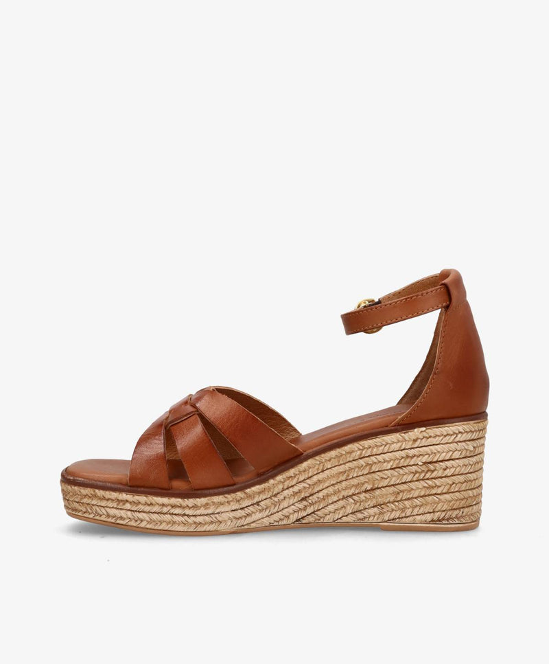 MARISA - Mellembrun læder - Wedge sandal Dame