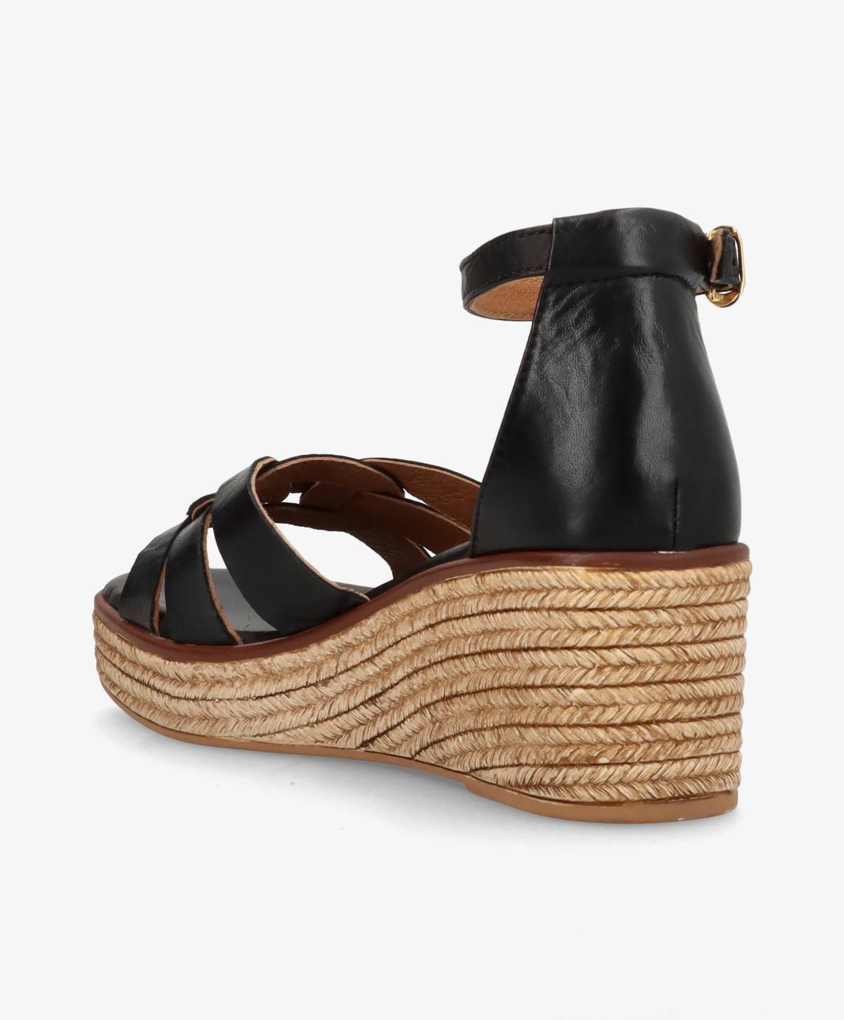 MARISA - Sort læder - Kilehælssandaler Dame