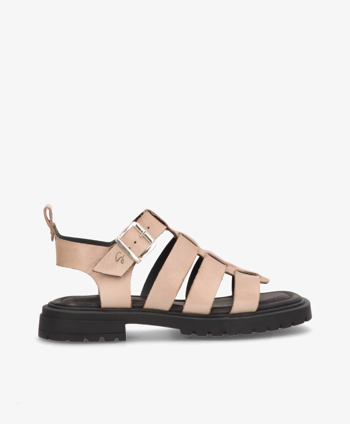 MAYA - Beige læder - Sandal med lav hæl Dame
