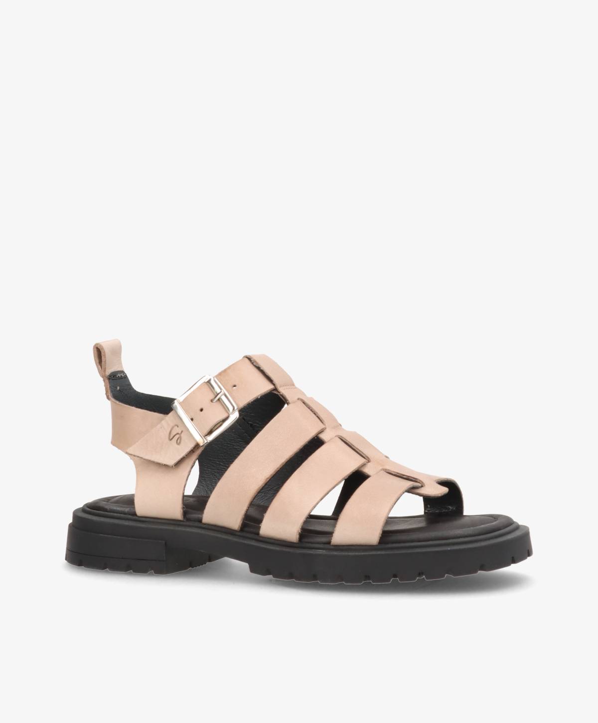 MAYA - Beige læder - Sandal med lav hæl Dame