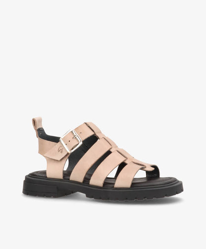 MAYA - Beige læder - Sandal med lav hæl Dame