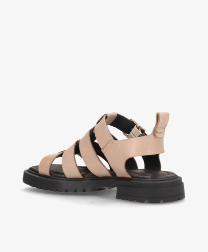 MAYA - Beige læder - Sandal med lav hæl Dame