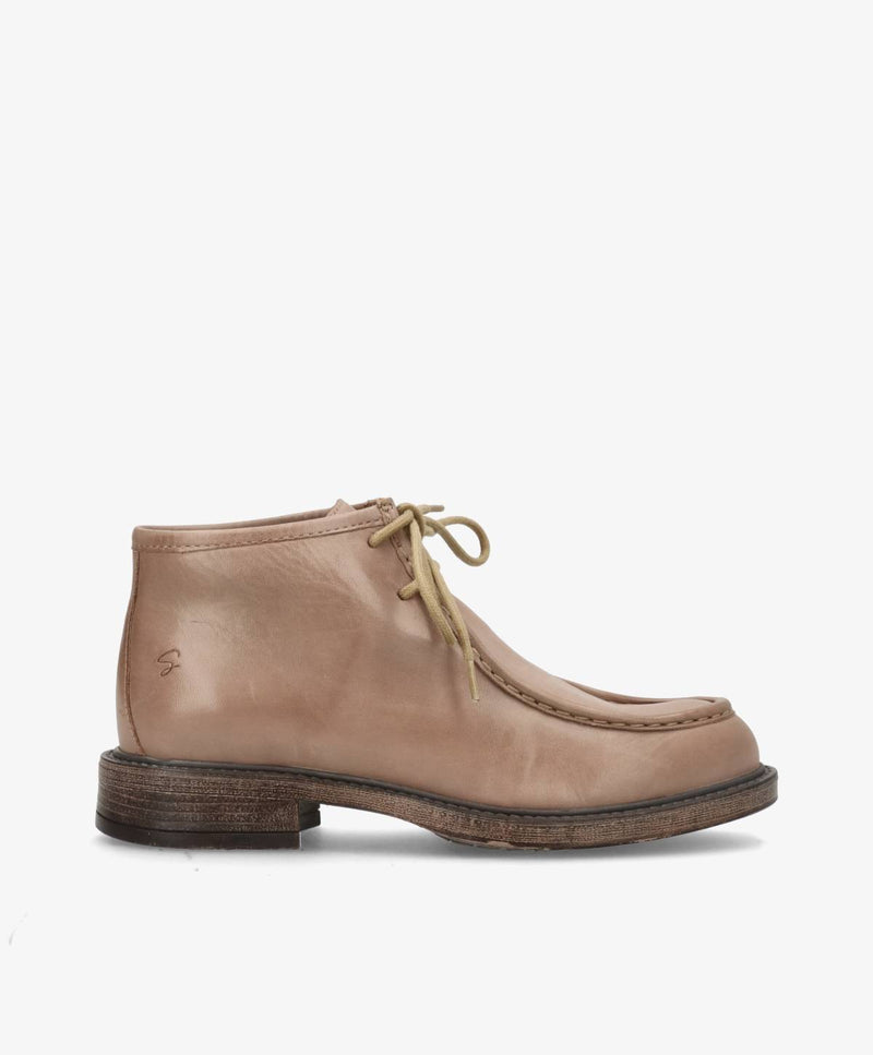 MOANA - Beige Læder - Snørestøvle - Dame