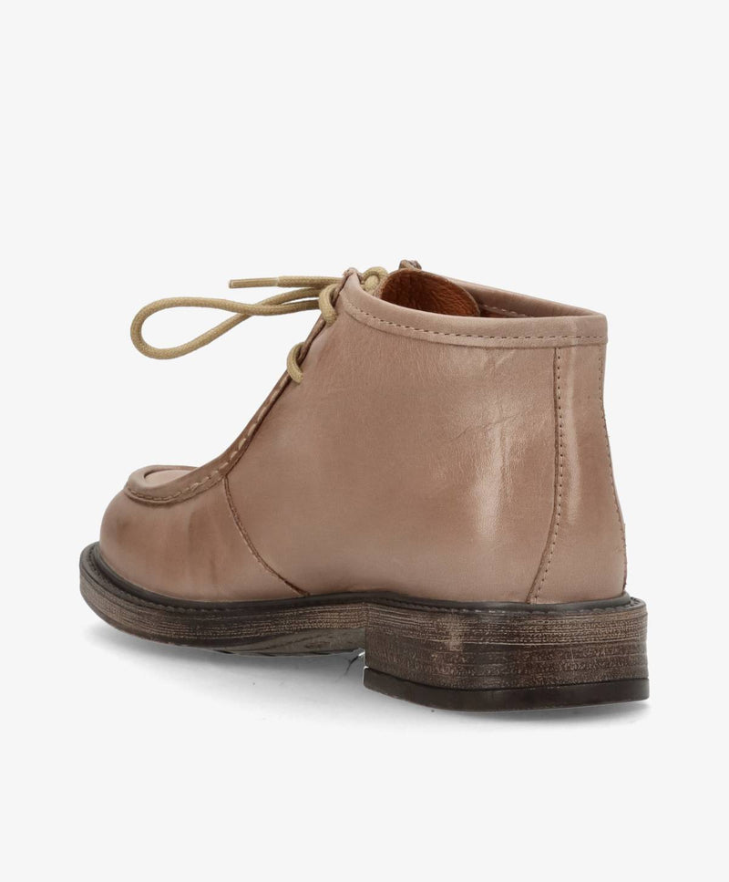 MOANA - Beige Læder - Snørestøvle - Dame