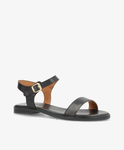 MOLLY - Sort læder - Flad sandal Dame