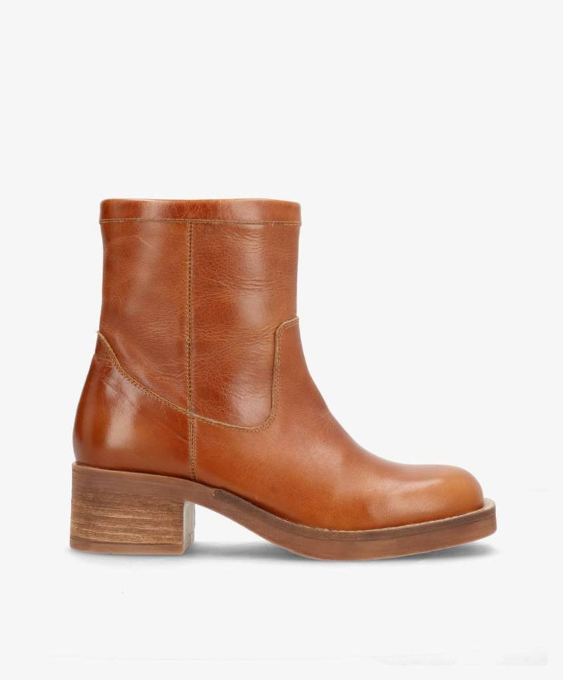 MONTI LOW - Cognac Læder - Ankelstøvle med hæl - Dame