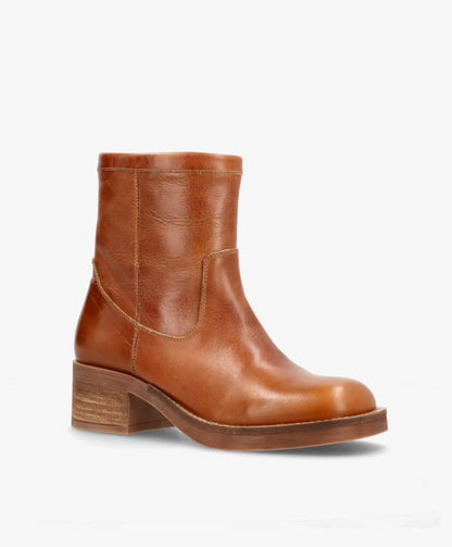 MONTI LOW - Cognac Læder - Ankelstøvle med hæl - Dame