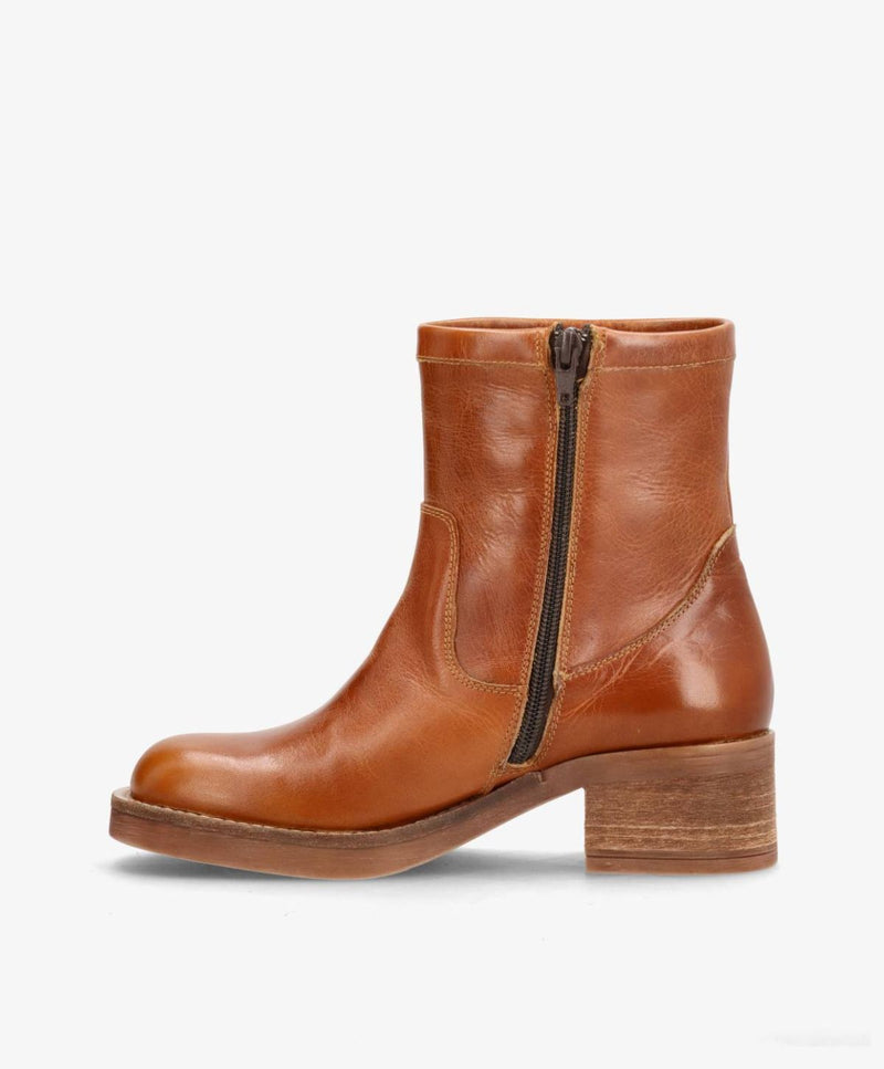 MONTI LOW - Cognac Læder - Ankelstøvle med hæl - Dame