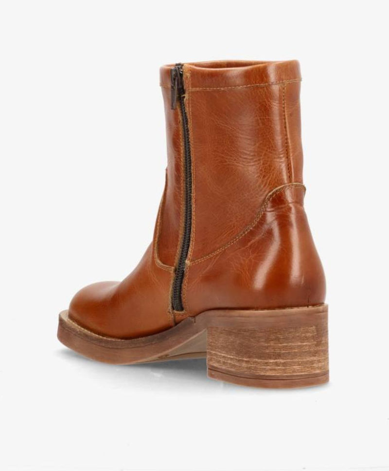 MONTI LOW - Cognac Læder - Ankelstøvle med hæl - Dame