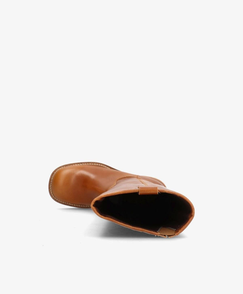 MONTI LONG - Cognac Læder - Lang støvle med hæl - Dame