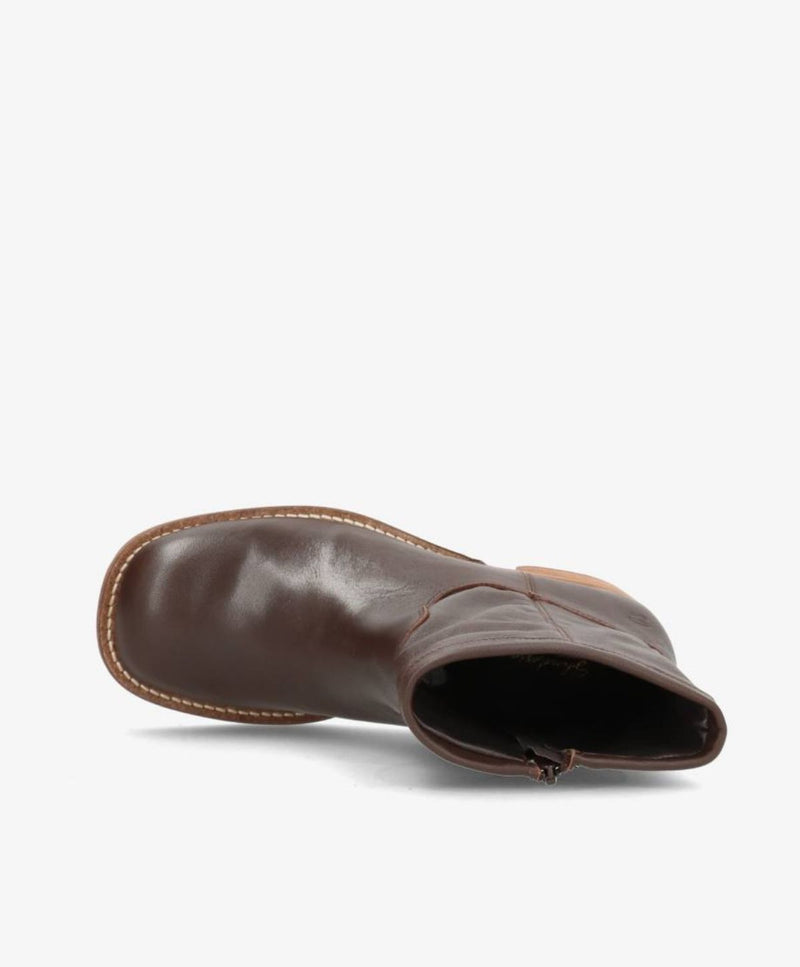 MONTI LOW - Mørkebrun Læder - Ankelstøvle med hæl - Dame
