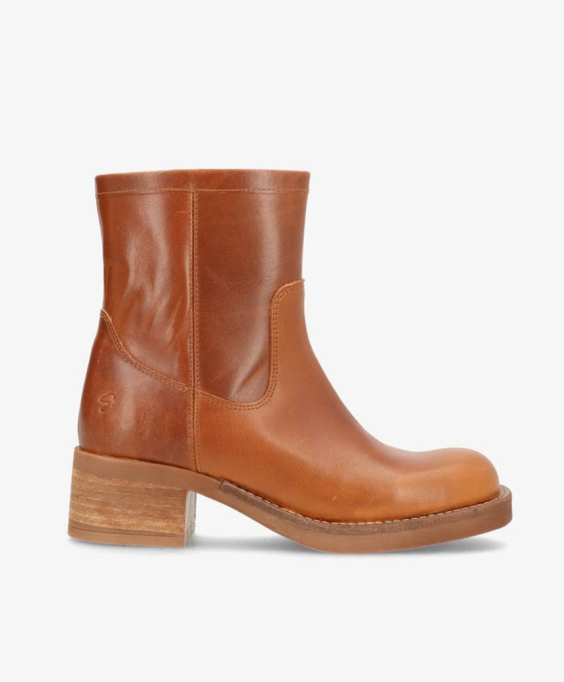 MONTI LOW - Cognac Læder - Ankelstøvle med hæl - Dame