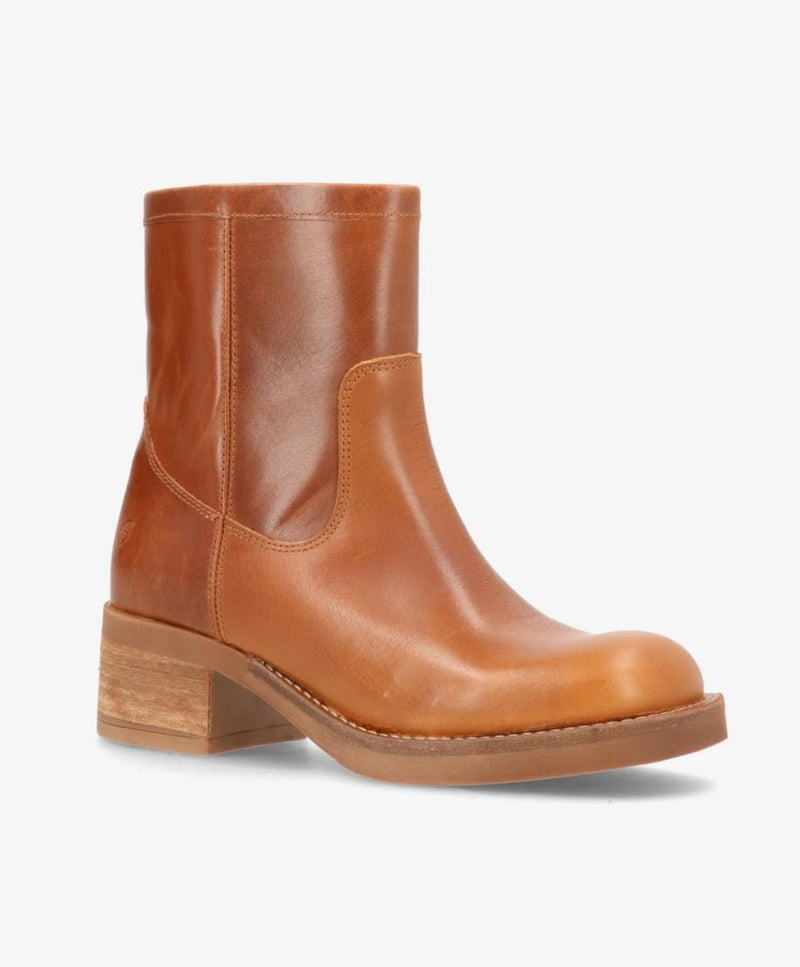 MONTI LOW - Cognac Læder - Ankelstøvle med hæl - Dame