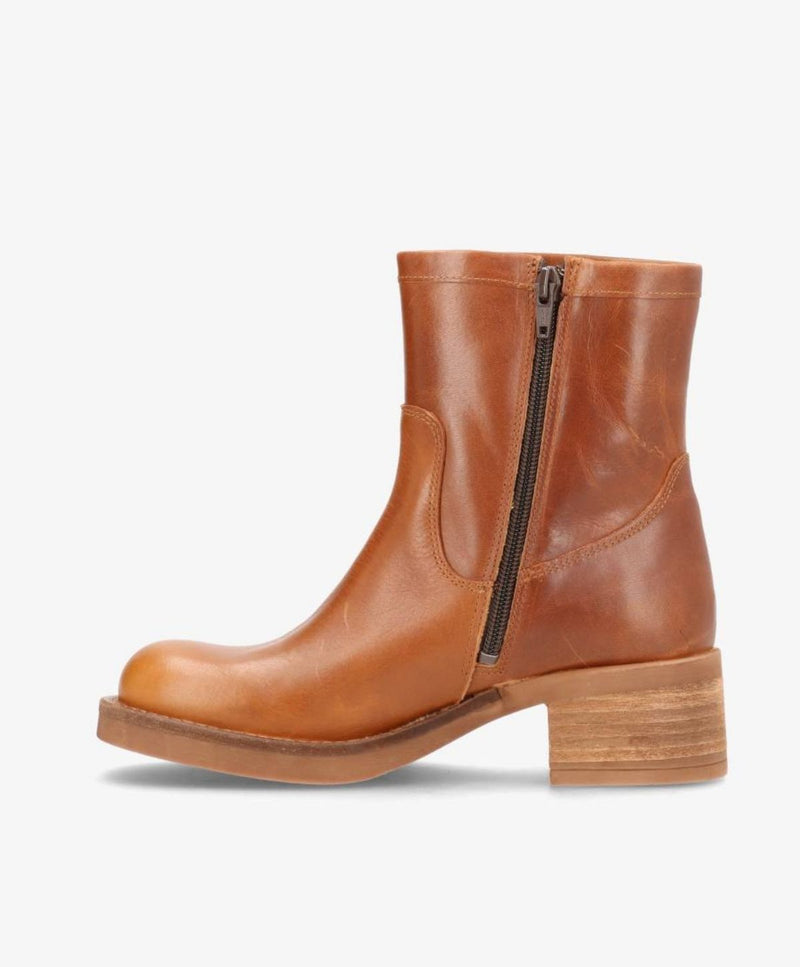 MONTI LOW - Cognac Læder - Ankelstøvle med hæl - Dame