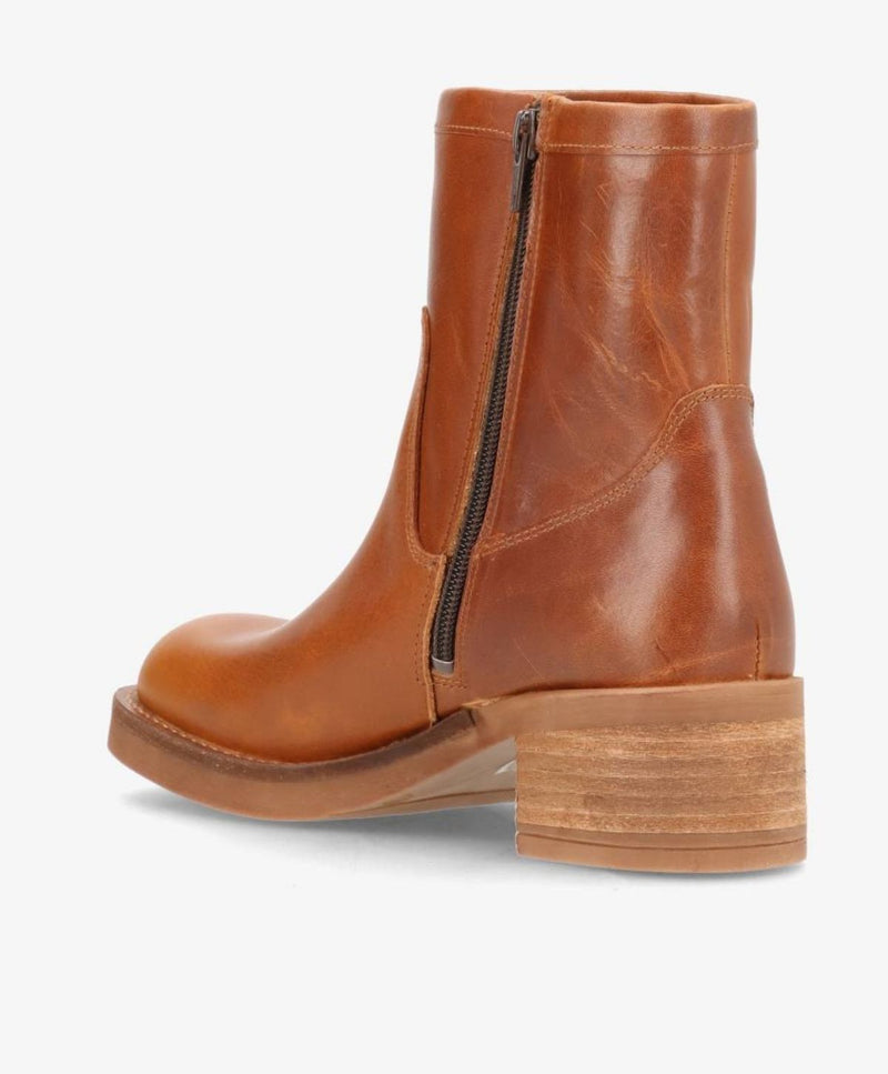 MONTI LOW - Cognac Læder - Ankelstøvle med hæl - Dame