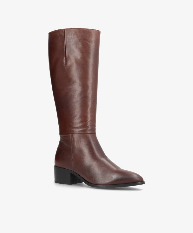 NIVA LONG - Mørkebrun Læder - Lang støvle - Dame