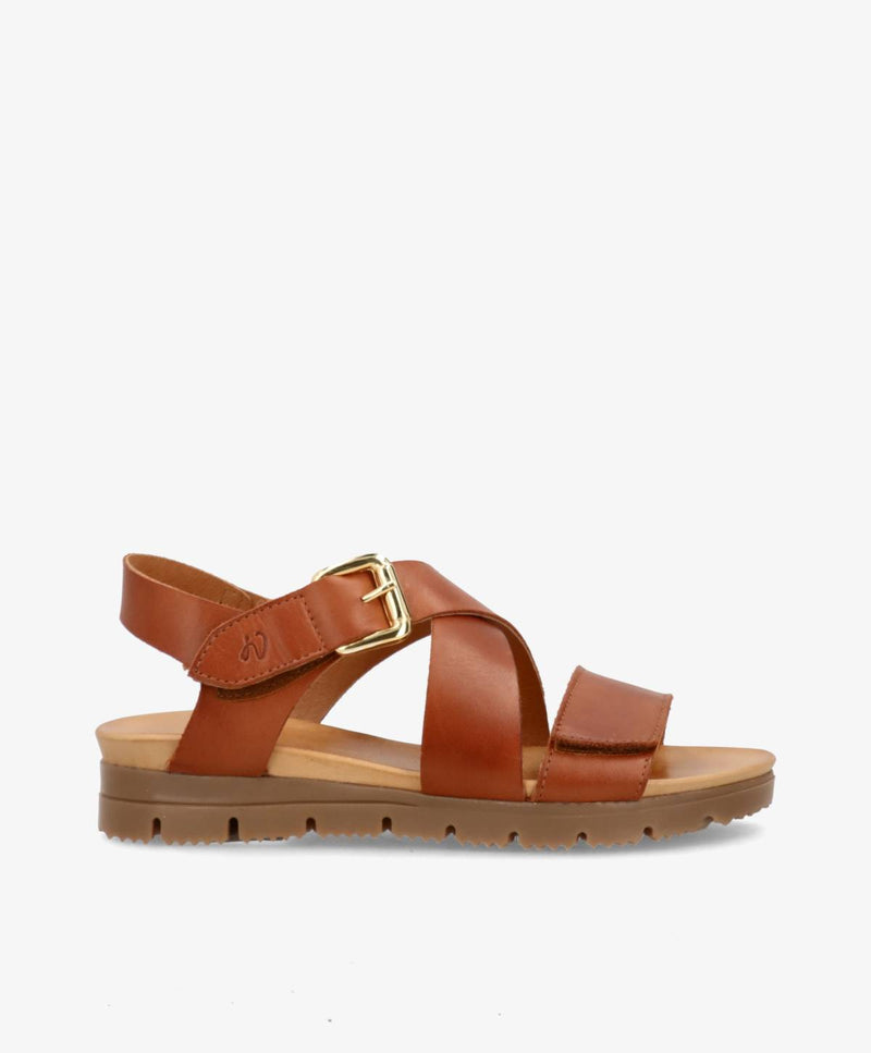 VERONA - Mellembrun læder - Kilehæls sandal Dame