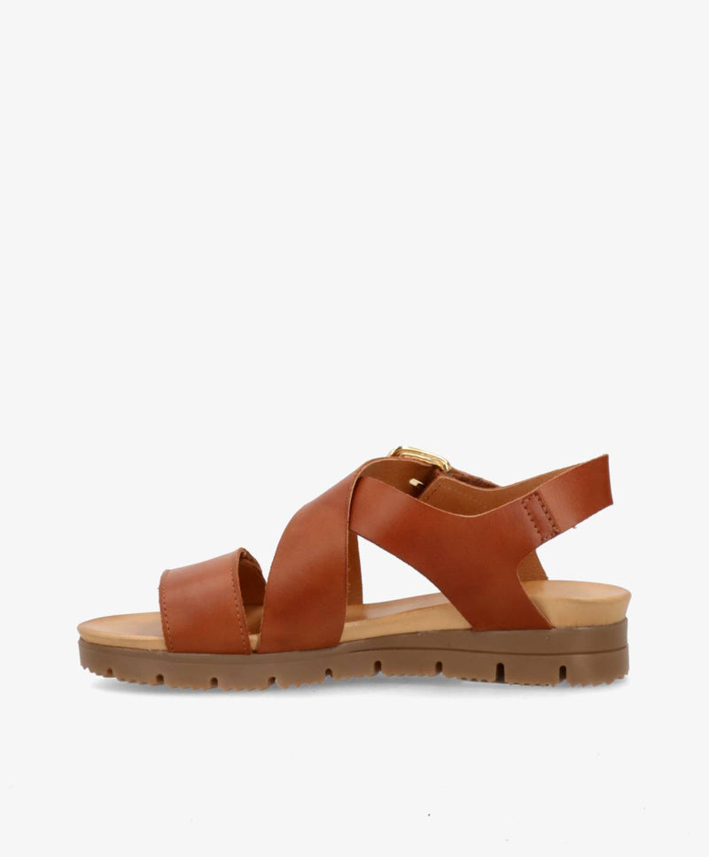 VERONA - Mellembrun læder - Kilehæls sandal Dame