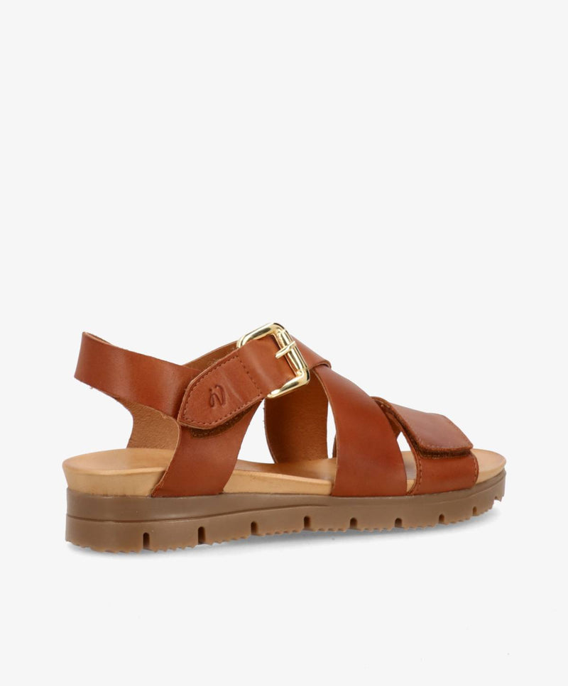 VERONA - Mellembrun læder - Kilehæls sandal Dame